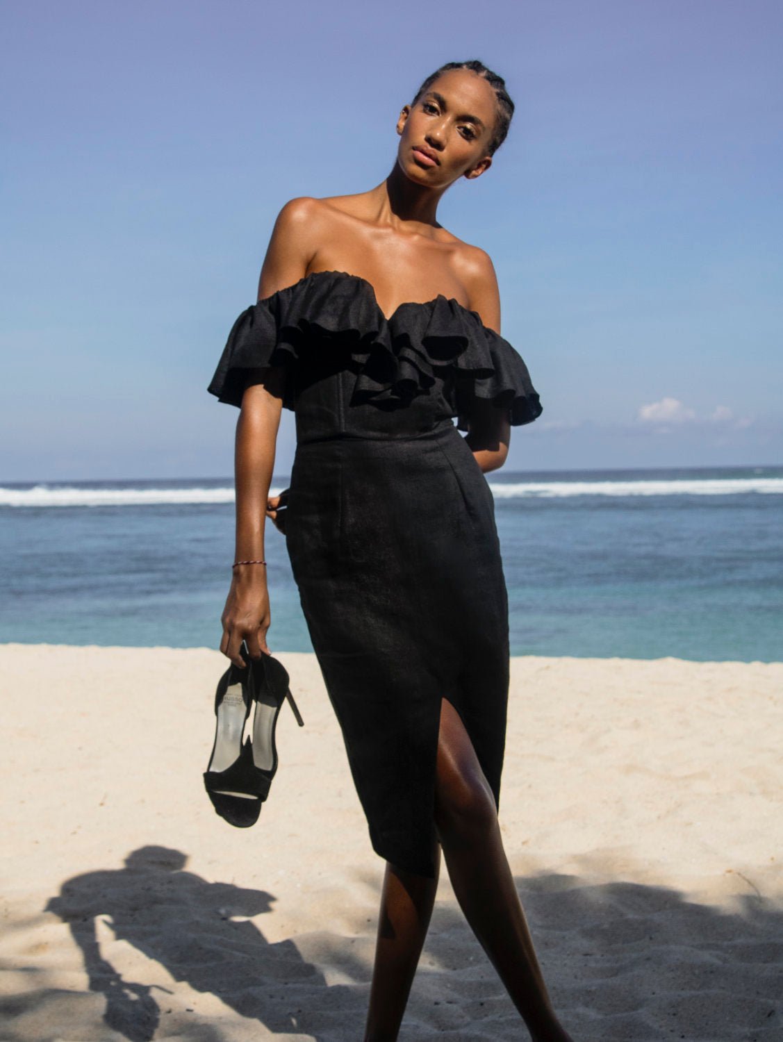 Lou Lou Ruffle Dress Black - Miss Milne