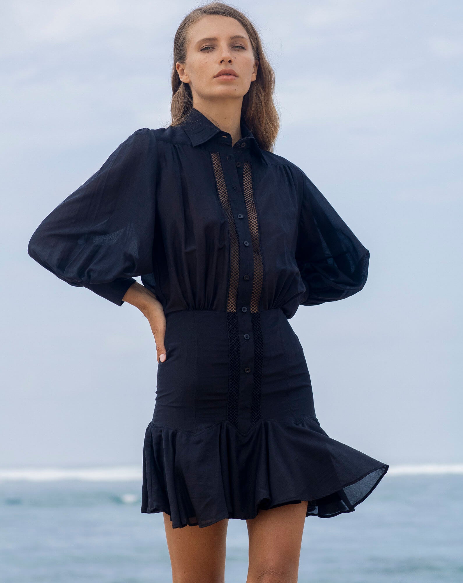 princess polly baby blue dress Black Shirt Dresses main image 1